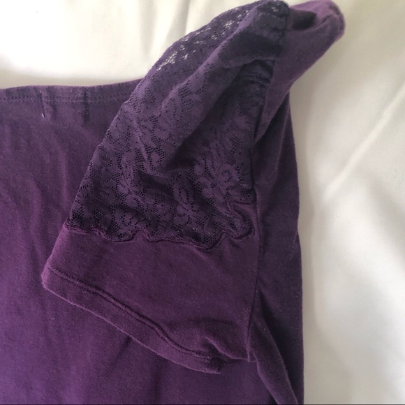 Mynk Womens Purple Boatneck Lace Cap Sleeved Top Size L - Picture 5 of 11